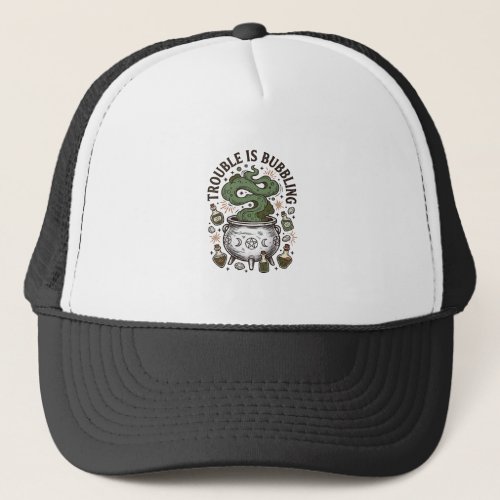 Witch Cauldron Shirt Trouble Is Bubbling_1 Trucker Hat