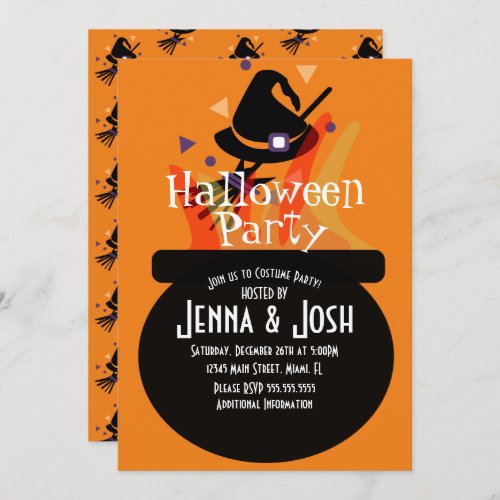 Witch Cauldron Spooky Halloween Costume Party Invitation