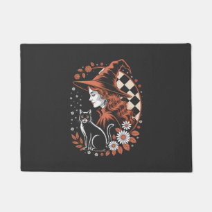Witch Checkered Halloween Doormat