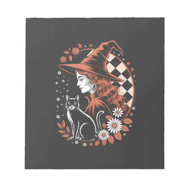 Witch Checkered Halloween Notepad (Front)