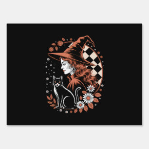 Witch Checkered Halloween Sign