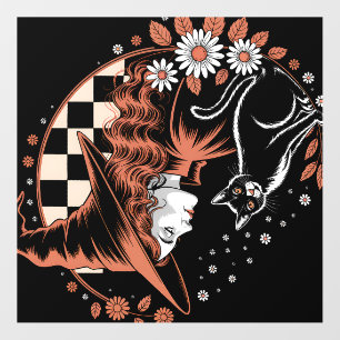 Witch Checkered Halloween Wall Decal