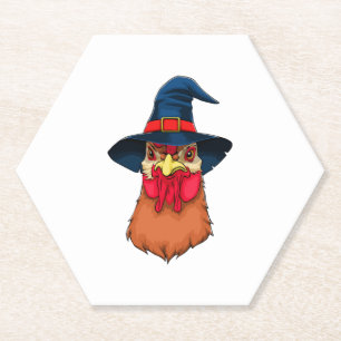 Witch Chicken Funny Halloween Horror Scary Paper Coaster