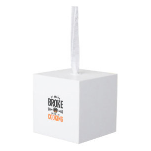 Witch Cooking My Broom Broke Funny Vintage_1 Cube Ornament