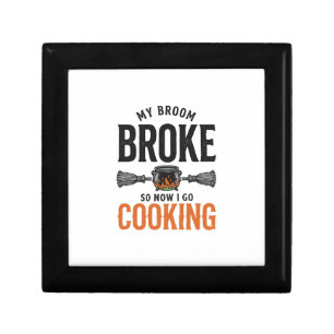 Witch Cooking My Broom Broke Funny Vintage_1 Gift Box