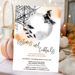 Witch Costumes & Cocktail Moon Halloween Invitation