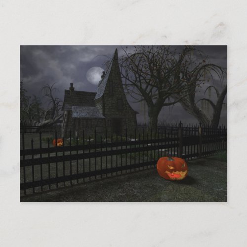 Witch Cottage with Pumpkin Lantern Postcard