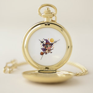 Witch Cow on a Broomstick Pocket Watch
