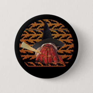 Witch Crab Funny Halloween Hermit Crab Lover Button