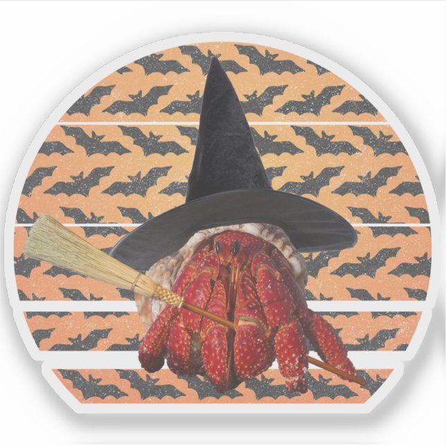 Witch Crab Funny Halloween Hermit Crab Lover Sticker (Front)