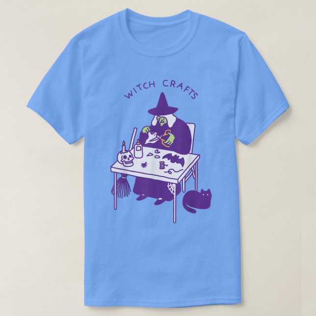 Witch Crafts Witchcraft Halloween Spooky Black Cat T-Shirt (Design Front)