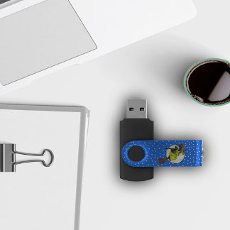 Witch Crescent Moon Black Cat Stars Halloween Flash Drive