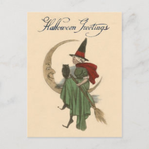 Witch Crescent Moon Owl Postcard