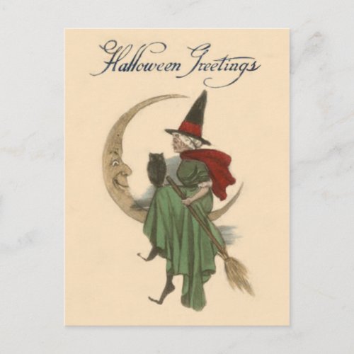 Witch Crescent Moon Owl Postcard