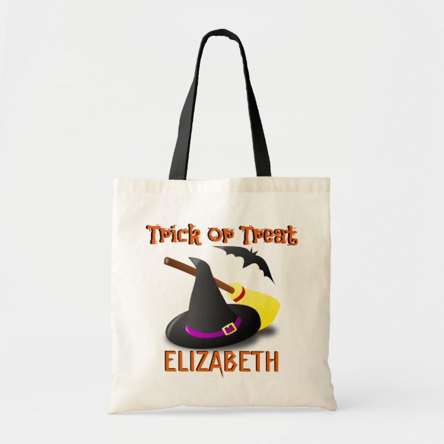 Witch Custom Name Trick or Treat Bag (Front)