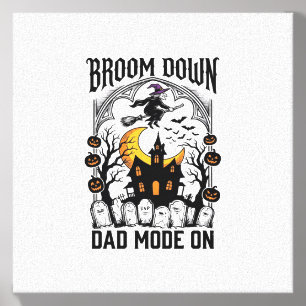 Witch Dad Halloween Broom Broke Vintage Graphic_1 Canvas Photo Tile