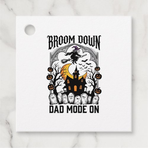 Witch Dad Halloween Broom Broke Vintage Graphic_1 Favor Tags