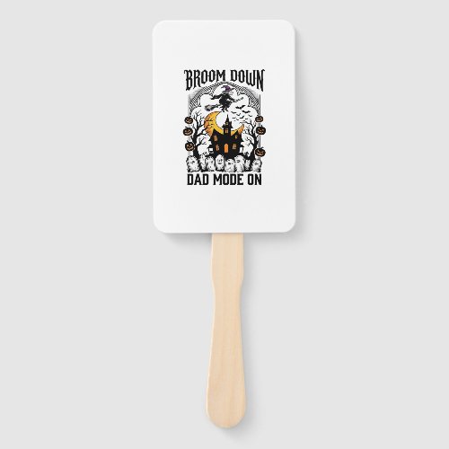 Witch Dad Halloween Broom Broke Vintage Graphic_1 Hand Fan