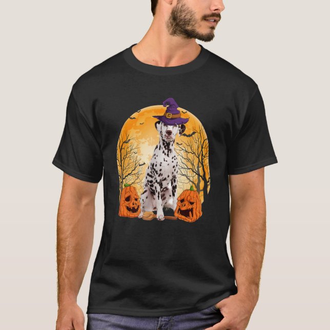 Witch Dalmatian Dog  Halloween Costume Day Kids T-Shirt (Front)