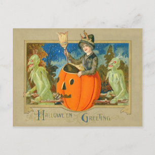 Witch Demon Jack O Lantern Devil Postcard