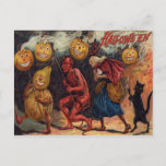 Witch Devil Black Cat Jack O&#39; Lantern Postcard