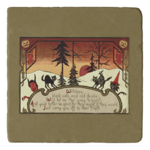 Witch Devil Jack O' Lantern Pumpkin Full Moon Trivet