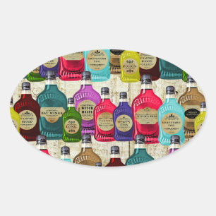 Witch Doctors Magic Potion Apothecary Tonic Bottle Oval Sticker