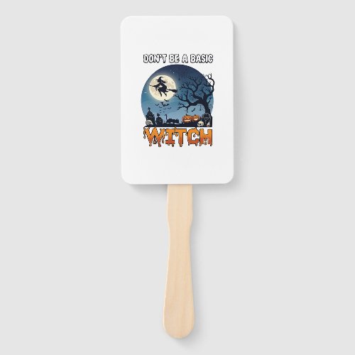 Witch Don Be Basic Halloween Moon Cat Pumpkin_1 Hand Fan