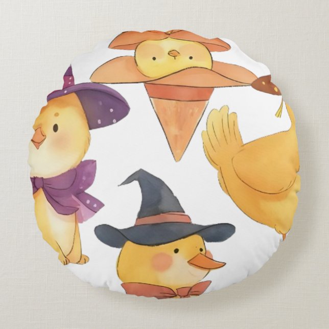 Witch Duck Round Pillow (Front)