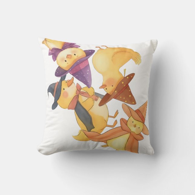 Witch Ducks Throw Pillow (Front)