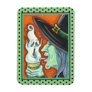 WITCH EATING SCREAMING ICE CREAM CONE, HALLOWEEN M MAGNET