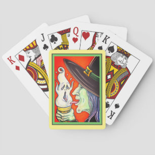 WITCH EATING SCREAMING ICE CREAM CONE, HALLOWEEN POKER CARDS