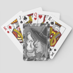 WITCH EATING SCREAMING ICE CREAM CONE, HALLOWEEN POKER CARDS