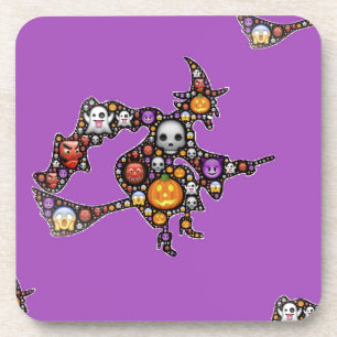 witch emoji beverage coaster