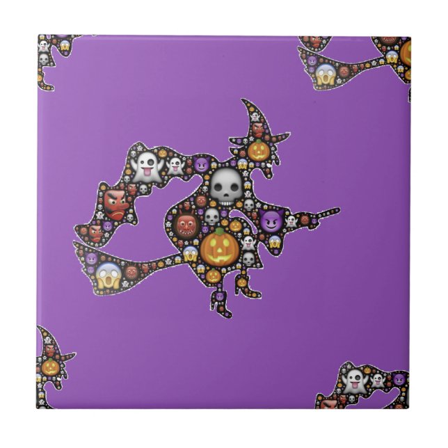witch emoji ceramic tile (Front)