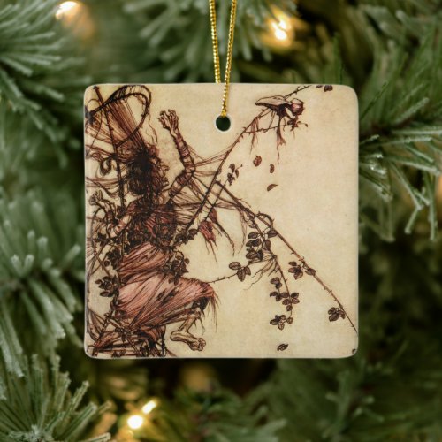 Witch Entangled in Thorns by Arthur Rackham Ceramic Ornament