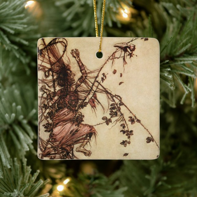Witch Entangled in Thorns by Arthur Rackham Ceramic Ornament (Tree)