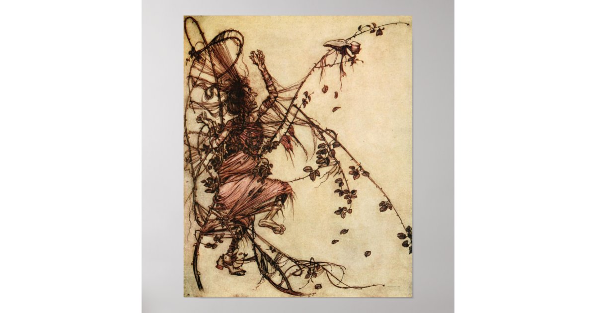 Witch Entangled in Thorns by Arthur Rackham Poster | Zazzle