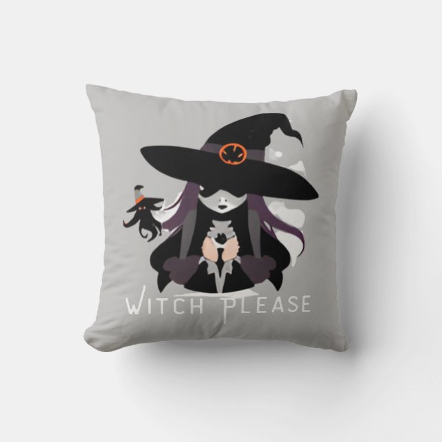 Witch Face Throw Pillow (Front)