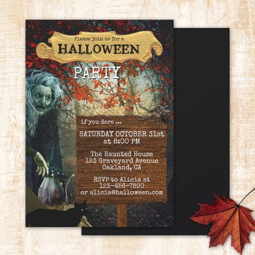 Witch Fantasy Dark Forest Halloween Party Invitation