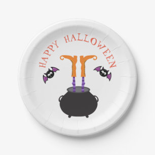 Witch Feet in Cauldron Halloween Paper Plates