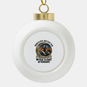 Witch flight attendant Halloween broom broke desig Ceramic Ball Christmas Ornament