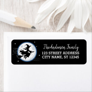 Witch Flying Across a Full Moon Return Address Label