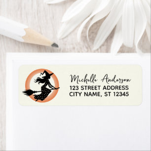 Witch Flying Across a Full Moon Return Address Label