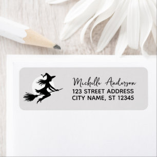 Witch Flying Across a Full Moon Return Address Label