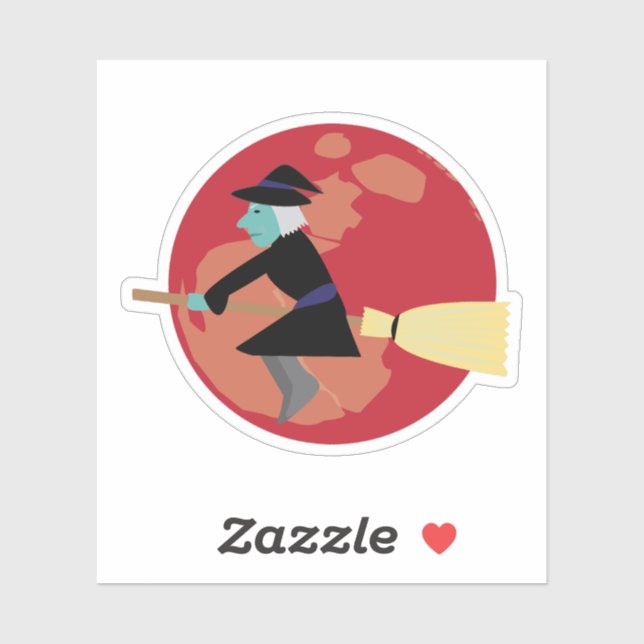 Witch Flying at Night Sticker (Sheet)