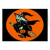 Witch Flying Halloween Cartoon (Front Horizontal)