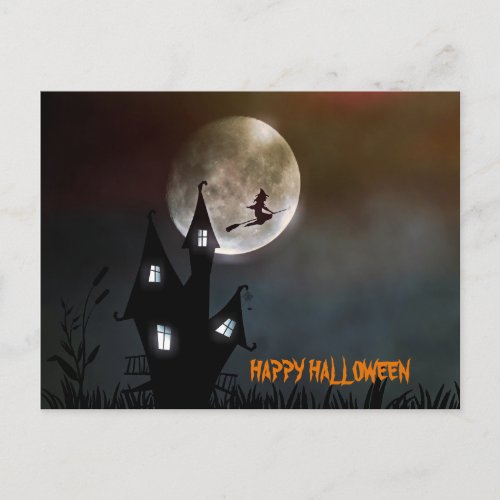 Witch Flying Happy Halloween Personalized Postcard