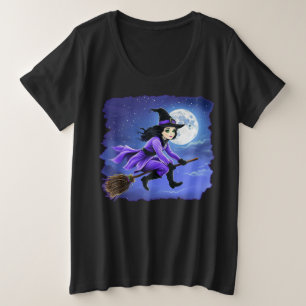 Witch flying of a broom - Wicca Halloween 1 Plus Size T-Shirt
