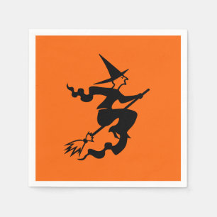 Witch Flying on Broomstick Halloween 4Nellie Napkins